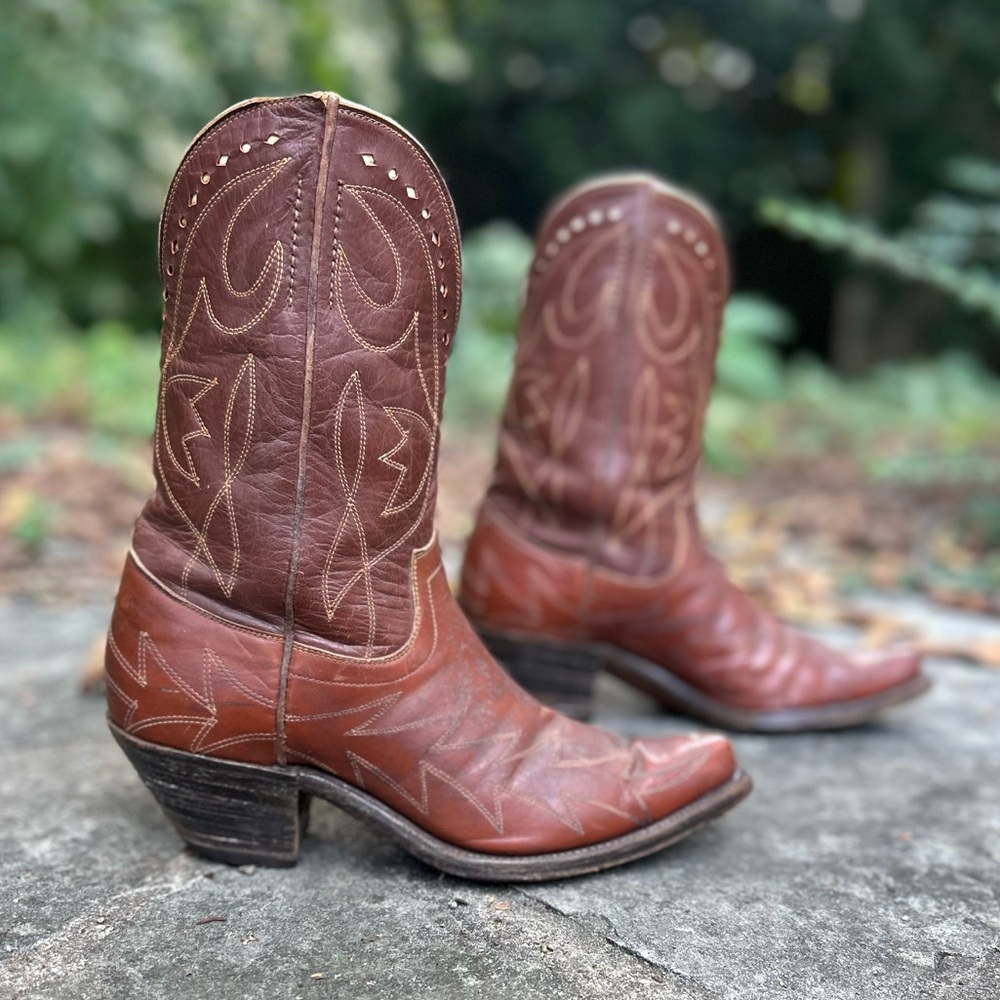 Women’s Size 7.5 M - 1950’s Pee Wee Cowboy Western Boots Brown Leather